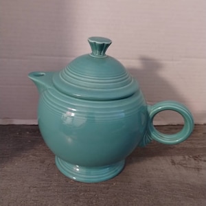 Turquoise Fiesta Round Handled Teapot Homer Laughlin Fiestaware Made in USA