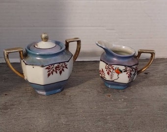 Made in Japan Lusterware Creamer & Sugar bowl Set Handpainted