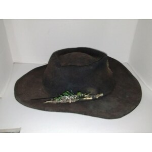 Vintage Black Wide Brim Hat With Feathers - Etsy display picture 1
