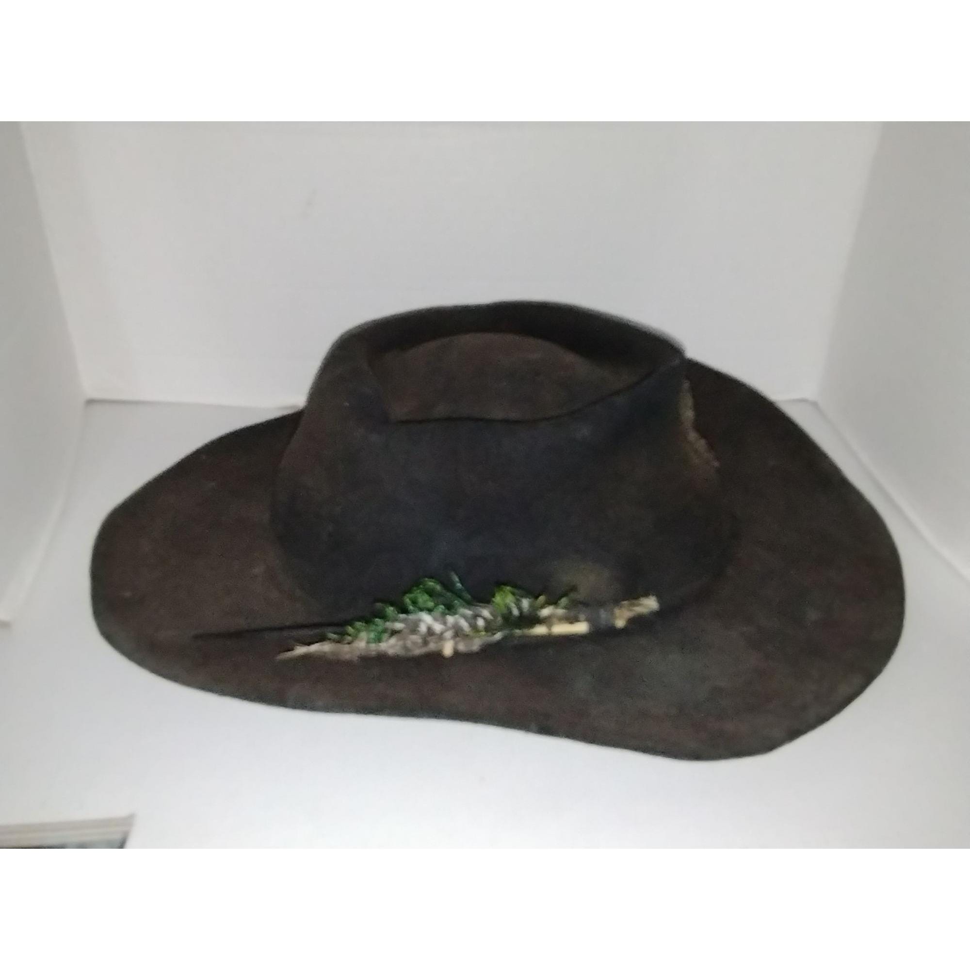 Vintage Black Wide Brim Hat With Feathers - Etsy
