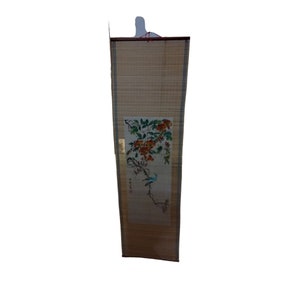 Asian Wall Scroll Bamboo Panel Hanging Wall Art Decor Birds