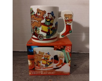 Alco Fancy Handle Teddy Bear Christmas Stocking Mug Kids Special Memory