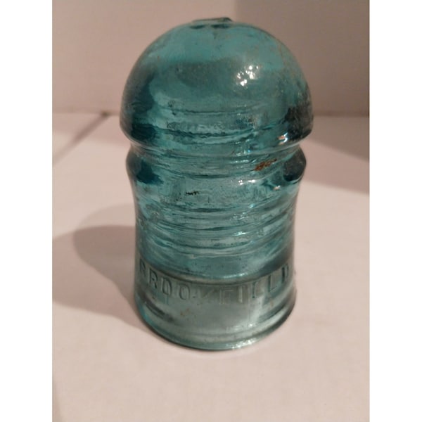 Blue Aqua Brookfield Glass Insulator 3 1/2”