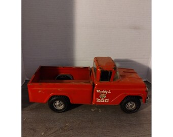 Buddy L Traveling Zoo Red Pick up Truck Pressed Steel 1960's