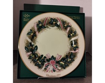 Lenox Christmas 1990 New Jersey Decorative Plate Colonial Christmas Wreath Serie