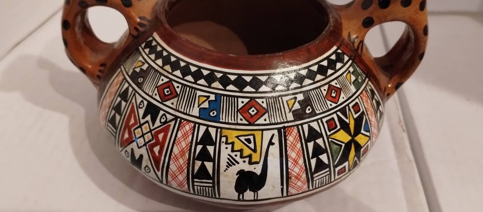 Chinchero Cusco Peru Hand Painted Art Pottery Covered Bowl