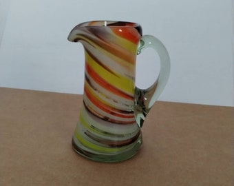 4 1/2" Swirl Art Glass Pitcher