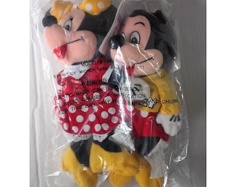 Disney Store Mini Mickey & Minnie Bean Bag Beanie Plush Set NWT