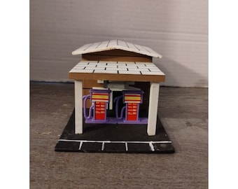 Hand Crafted and Hand Painted 1999 Gas Station Building