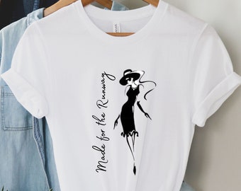 Camiseta de moda hecha para la pasarela - Camiseta de moda - Elegante - Moda - Diseño de camisetas - Camisa de diseñador para mujer - Camiseta de diseñador - De moda