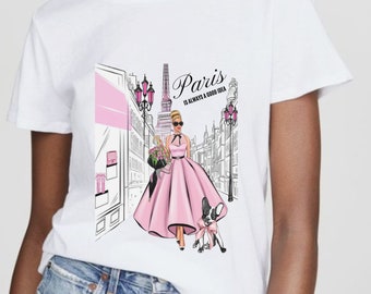 París es siempre una buena idea camisa, camisa de Audrey Hepburn, camisa de viaje de Francia, moda, camisa de moda de diseñador, regalo de París para ella, camiseta de París