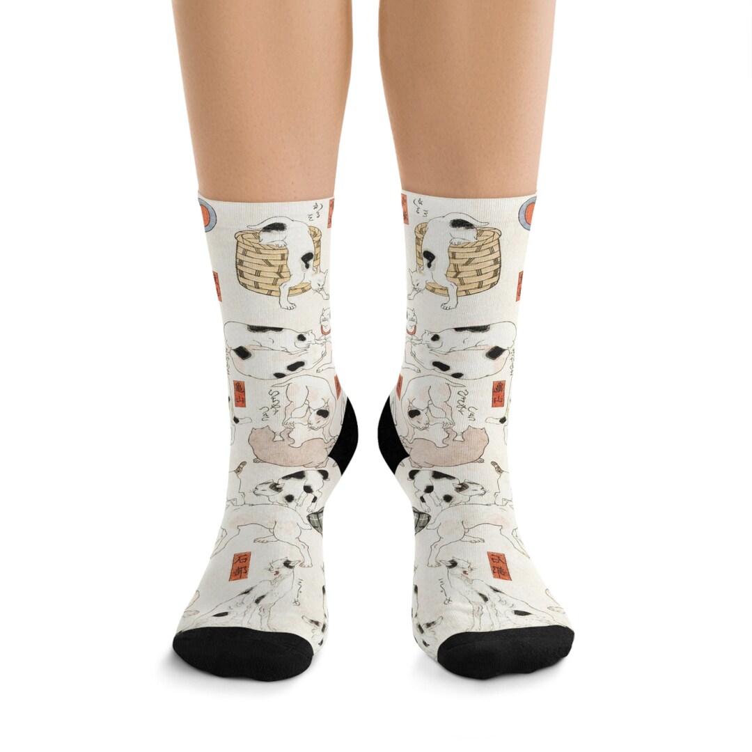 Japanese Cat Socks Etsy