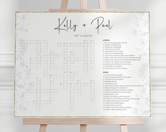 Wedding Crossword, Wedding Game, Custom Wedding Crossword, Personalized Crossword Game, Download