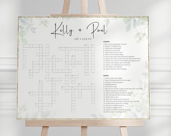 Custom Wedding Crossword, Personalized Crossword Game, Wedding Game, Download, Wedding Crossword