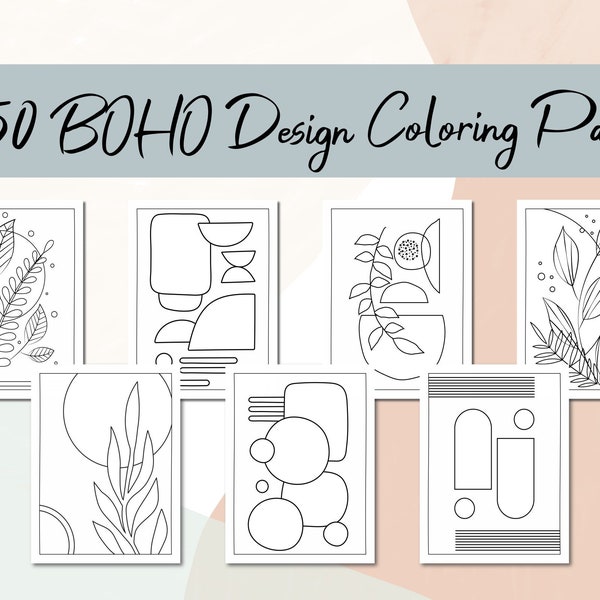 150 BOHO Coloring Pages For Adults Coloring Book Pages Printable Letter Size Book Instant Digital Download