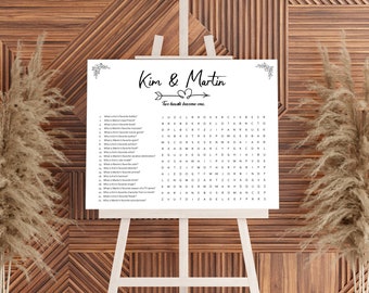 Jogo de busca de palavras personalizado para casamento, quebra-cabeça de busca de palavras personalizado, jogo de chá de casamento, download, busca de palavras de casamento