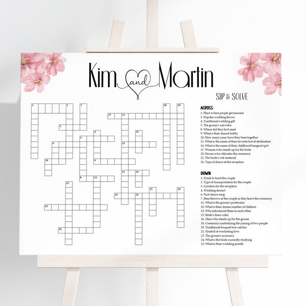 Custom Wedding Crossword, Personalized Crossword Game, Funny Wedding Game, Custom Designed Wedding Crossword, Cross Word Puzzle for Events