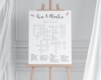 Palavras cruzadas de casamento personalizadas, grandes palavras cruzadas personalizadas, jogo de palavras cruzadas, jogo quebra-gelo de casamento