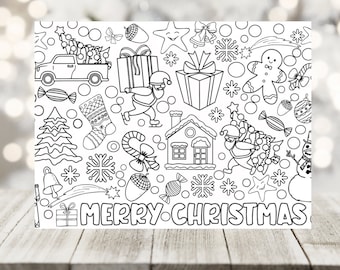Jogo americano de Natal imprimível em cores para festa de Natal e jantar de Natal, tapete de atividades, passatempo infantil, arquivo digital