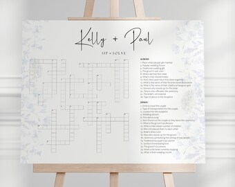 Wedding Game, Custom Wedding Crossword, Personalized Crossword Game, Download, Wedding Crossword