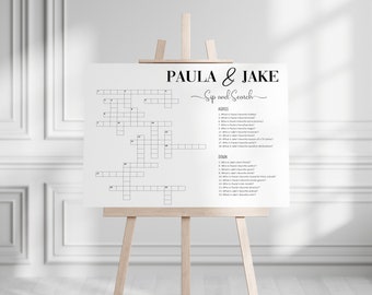 Custom Wedding Crossword, Personalized Crossword Game, Wedding Game, Download, Wedding Crossword