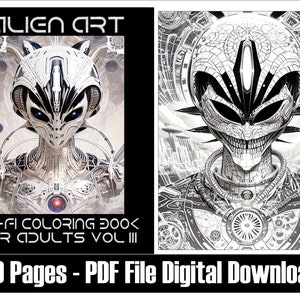 Alien Art Teil 3 Sci-Fi Malvorlagen für Erwachsene Science Fiction Ausmalbilder Druckbares Buch zum Ausmalen skalierbar Digitaler Download