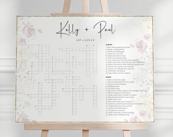 Wedding Crossword, Wedding Game, Custom Wedding Crossword, Personalized Crossword Game, Download