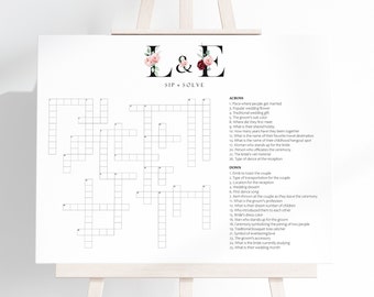Palavras cruzadas de casamento com pétalas de rosa, palavras cruzadas de casamento personalizadas, palavras cruzadas personalizadas, download digital