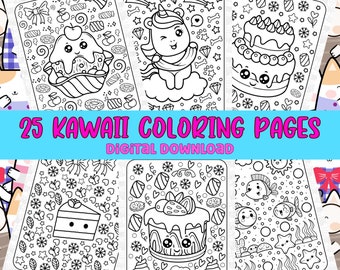 25 Kawaii Coloring Pages | For Kids And Adults | Coloring Pages For Kids | Pastel Goth Coloring Book | Instant Download | Digital Download