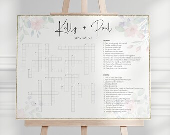 Custom Wedding Crossword, Personalized Crossword Game, Wedding Game, Download, Wedding Crossword