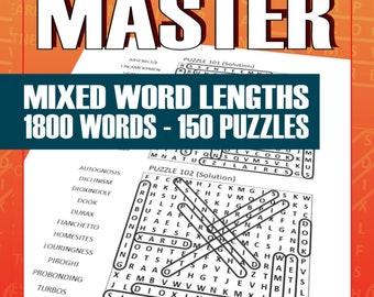 Word Search Master Puzzle | Word Search Puzzle Printable Pages | Word Search Game | Instant Download | Word Search Puzzle Book for Adults