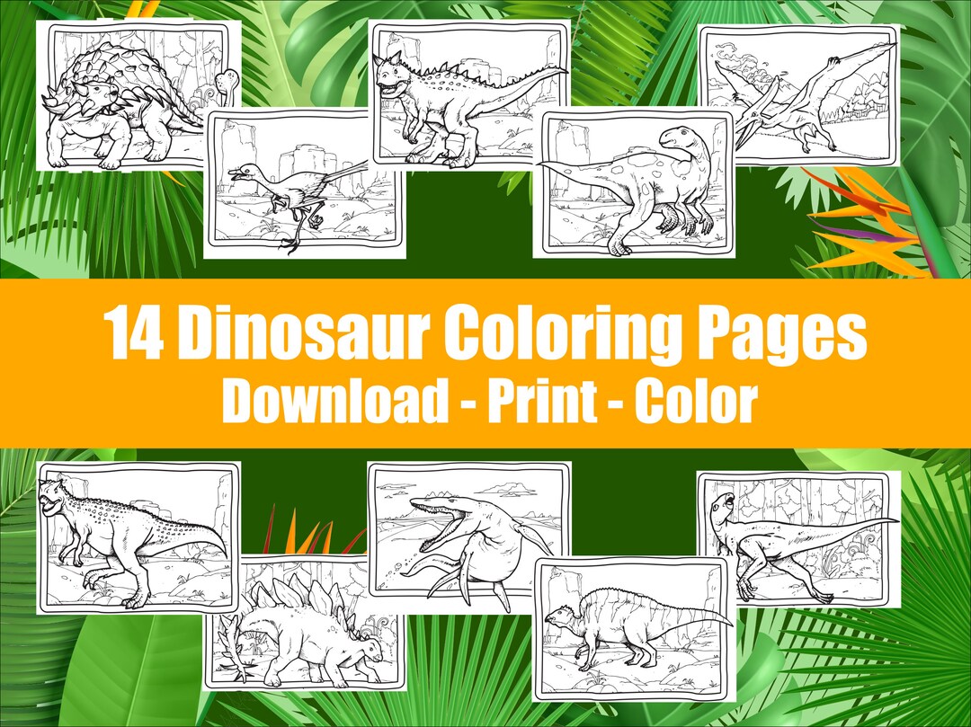 14 Dinosaur Coloring Pages for Kids Coloring Book Printable Letter Size ...