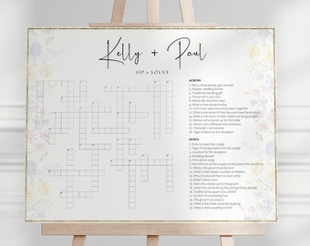 Wedding Crossword, Wedding Game, Custom Wedding Crossword, Personalized Crossword Game, Download