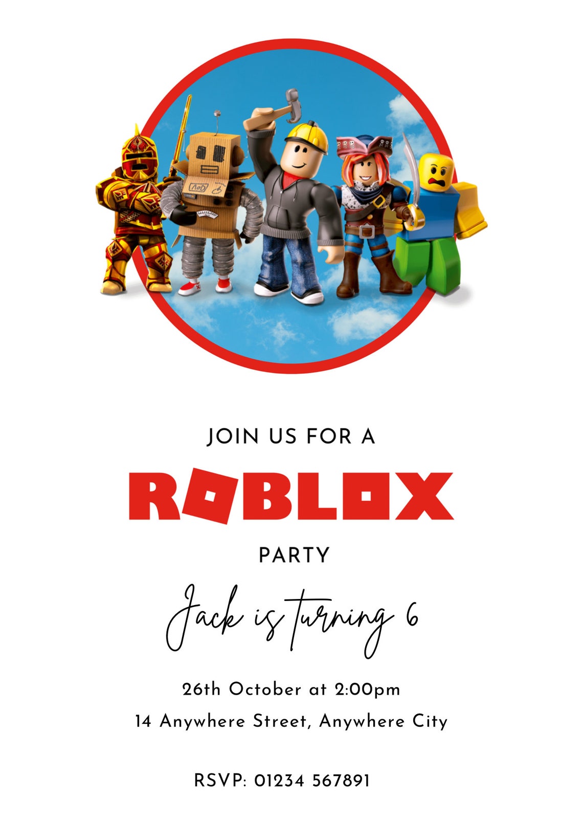 Printable Roblox Birthday Invitation Template Editable Roblox Etsy
