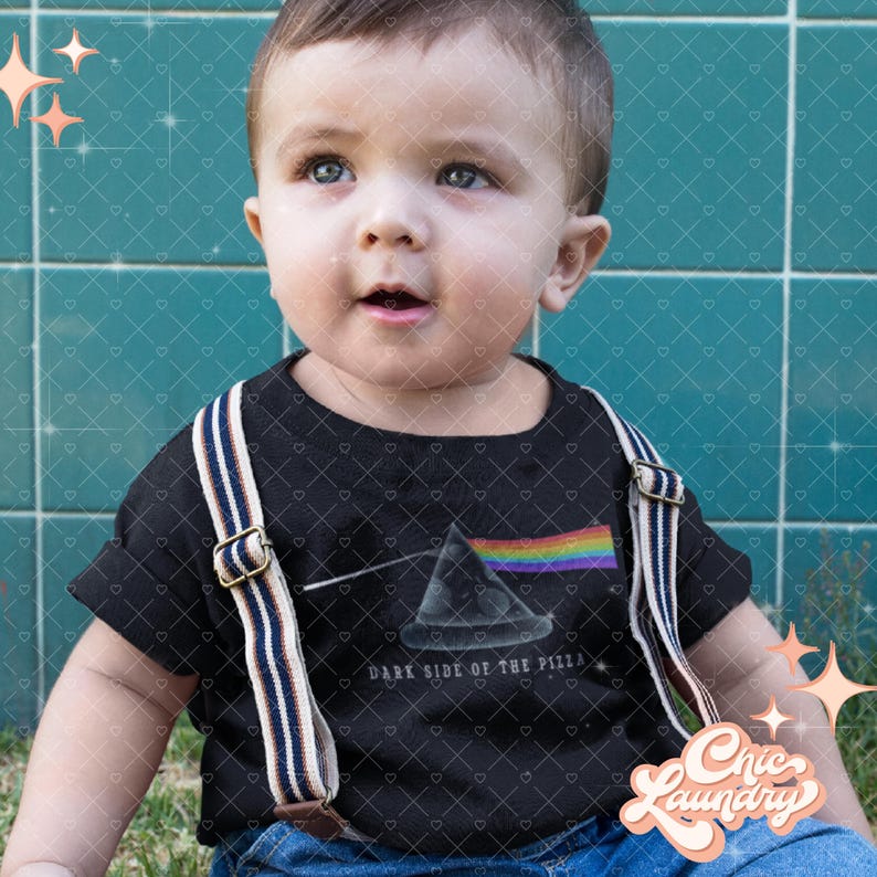 Dark Side of the Pizza Kids Tot Toddler Baby Punk Hard Metal Rock N