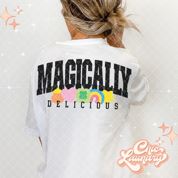 Magically Delicious Lucky Charms PNG Instant Digital Download Saint Patricks St Patty DTF POD Print Demand Sublimation Retro 90s Y2K Varsity