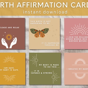 Cartes d'affirmation de naissance - Cartes d'affirmation de naissance imprimables - Téléchargement numérique - Cartes d'hypnonaissance - Cartes de naissance positive Boho - PDFPrints