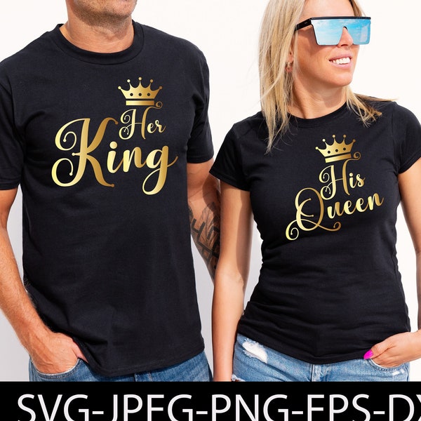 His Queen svg, Her King svg,couple love svg,valentine shirt svg,Cricut svg,Husband, wife svg instant download