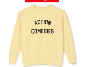 Action Comedies Crewneck Sweatshirt, Custom Colors Varsity Movie Genre Sweatshirt