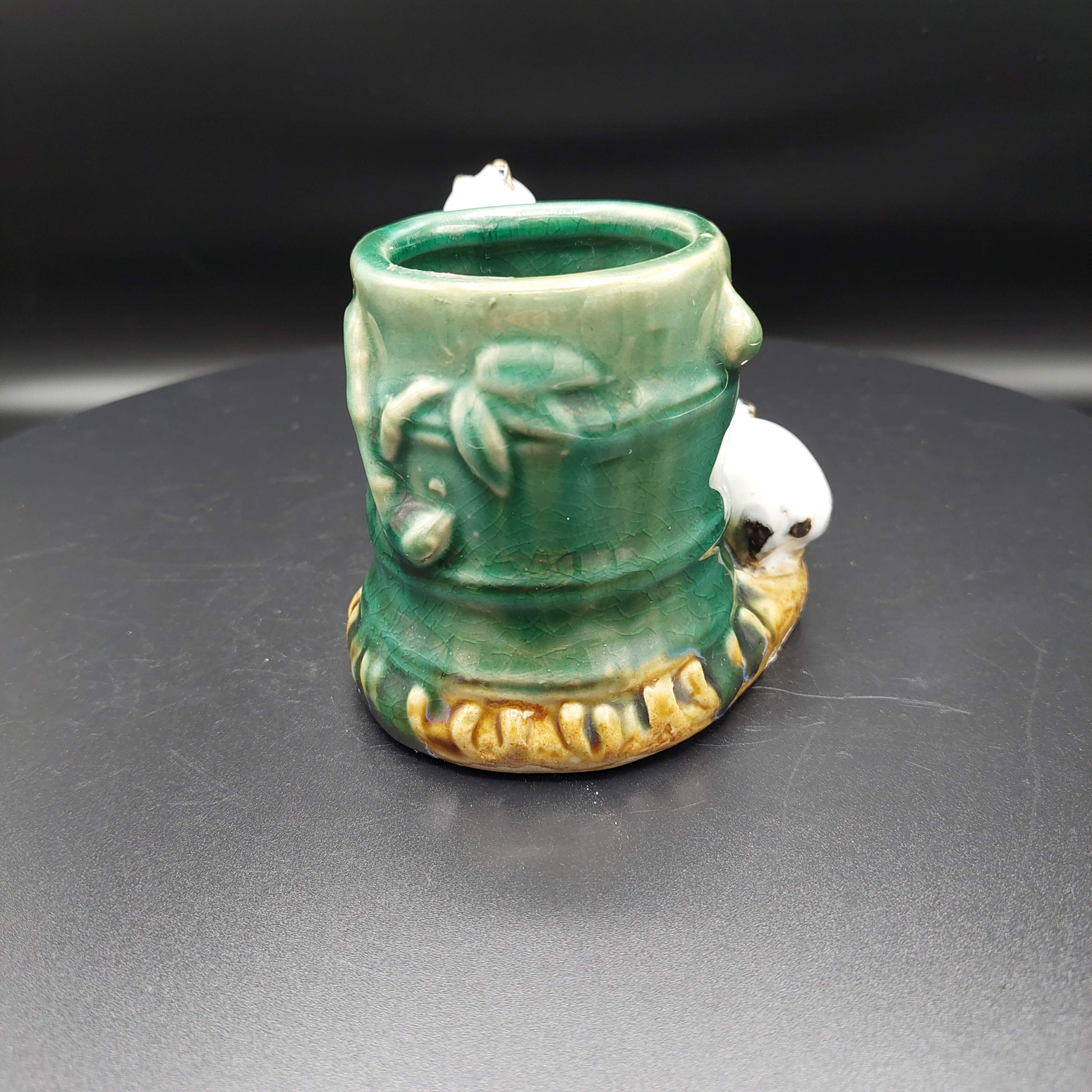 Vintage Bamboo and Pandas Majolica Planter - Etsy