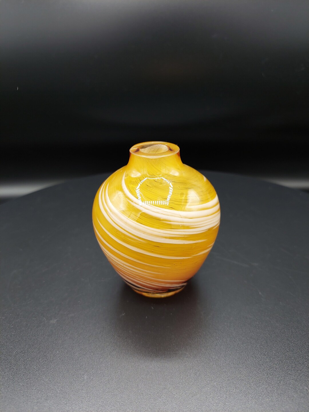 Vintage and White Hand Blown Art Glass Vase/oil Etsy