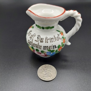 Vintage Miniature Pitcher with German Saying Made in Bavaria