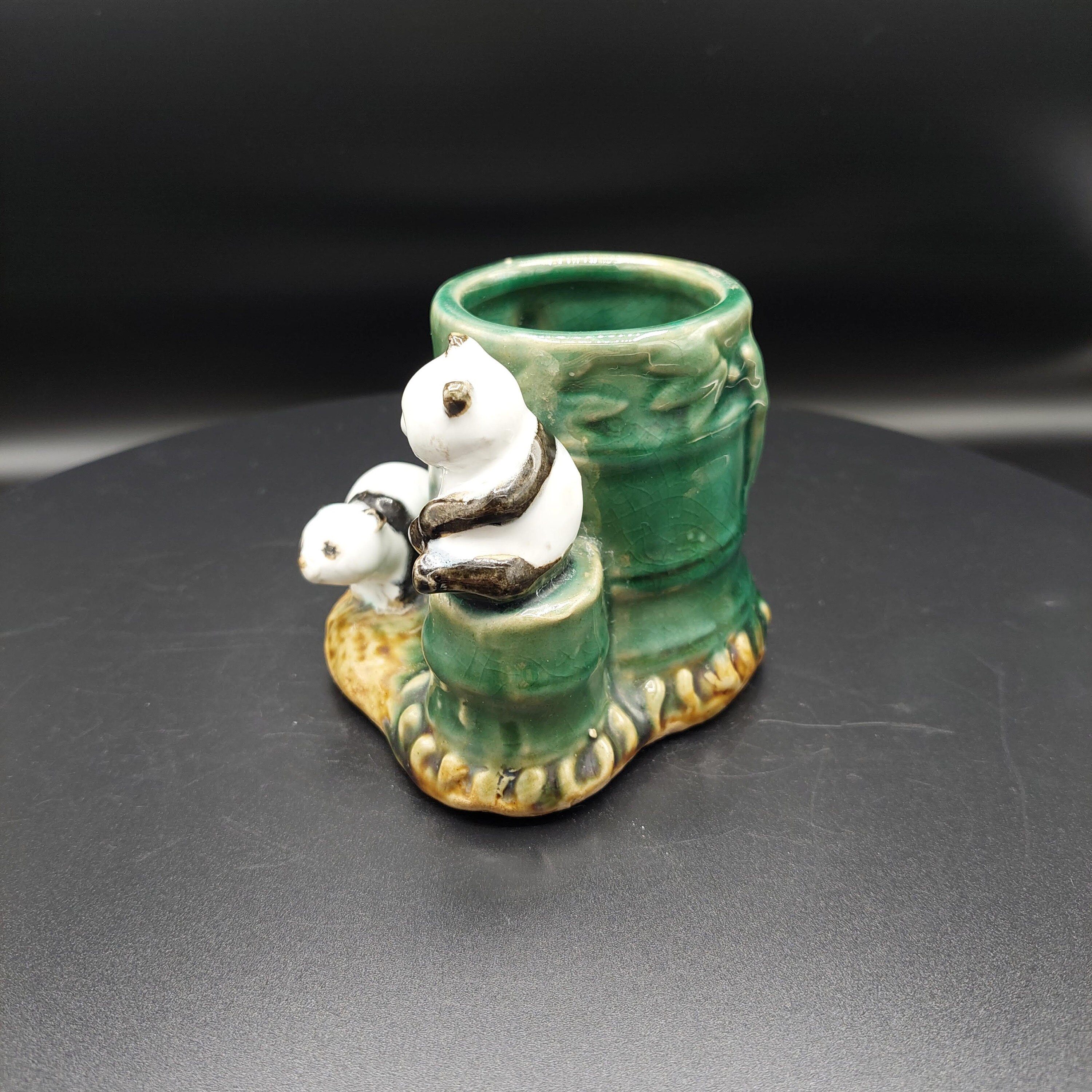 Vintage Bamboo and Pandas Majolica Planter - Etsy
