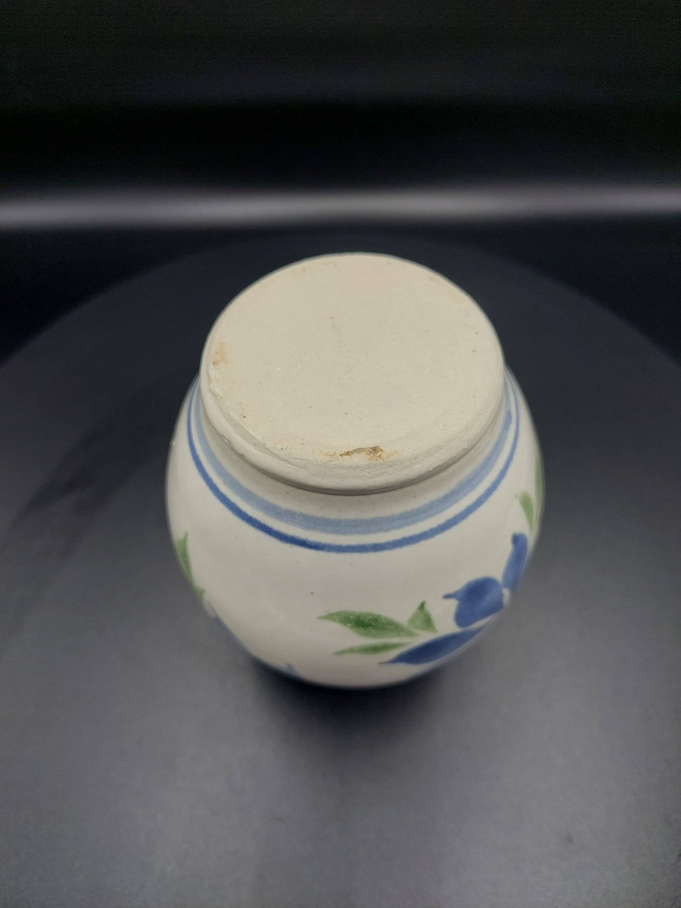 Vintage Hand Thrown Hand Painted Pottery Vase With Blue Flowers and ...