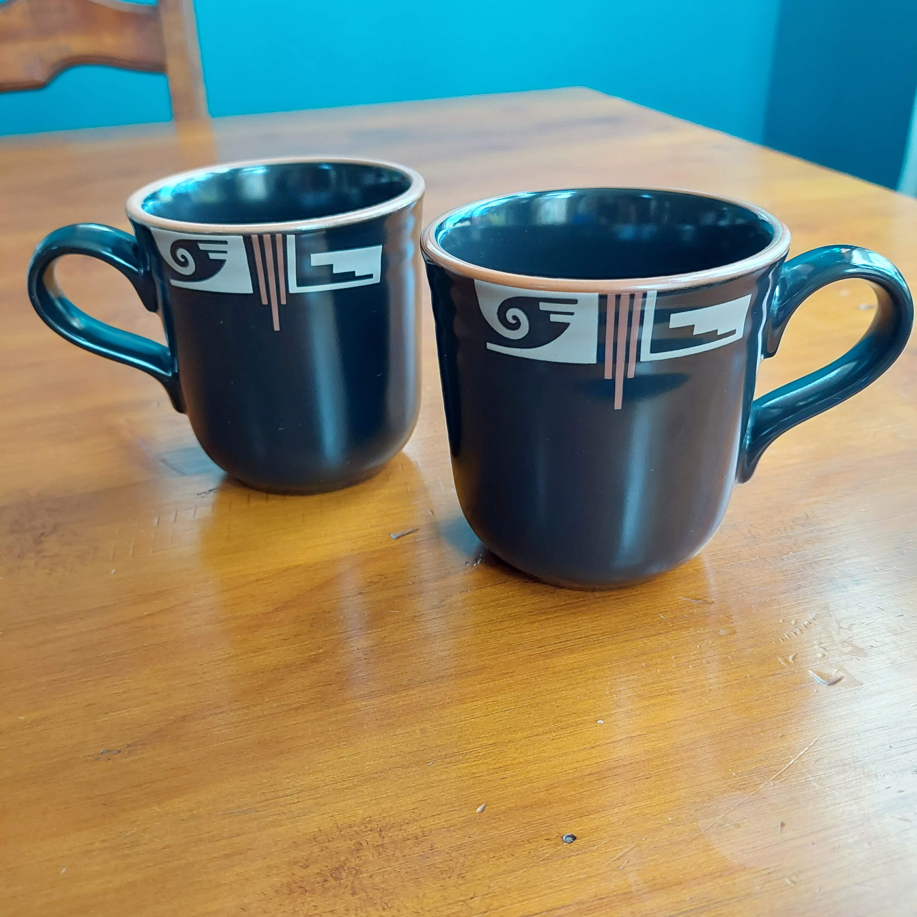 Vintage Pair of Noritake 8682 Desert Fire Stoneware Coffee Mugs Made in Japan