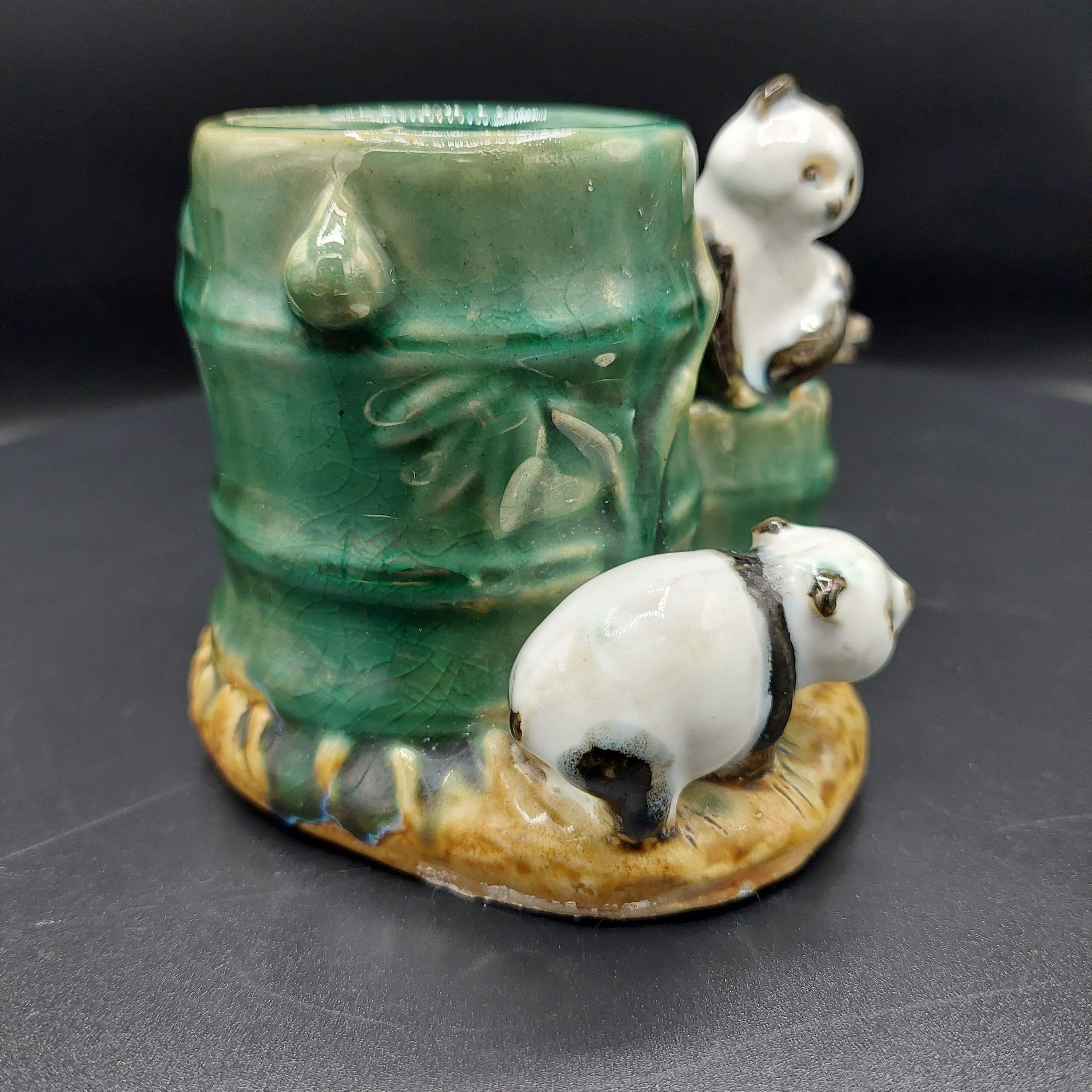 Vintage Bamboo and Pandas Majolica Planter - Etsy