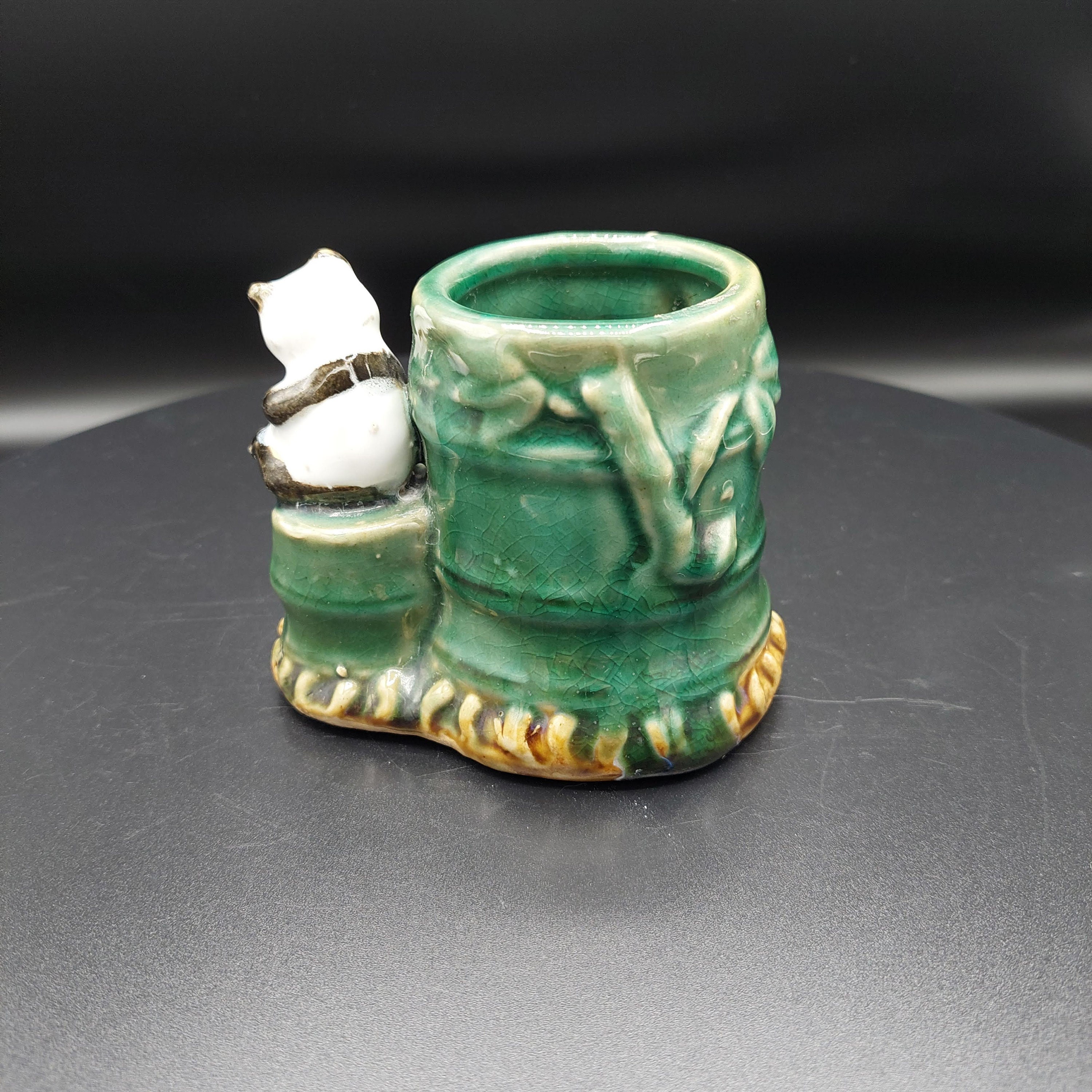 Vintage Bamboo and Pandas Majolica Planter - Etsy