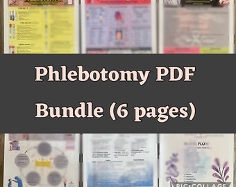 Phlebotomy PDF 6 pages Study Guide (plus 3 free extra pages) 9 pages total