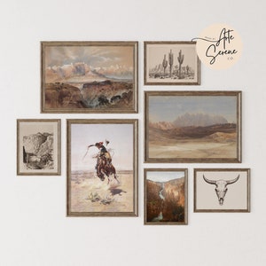 VINTAGE Southwestern Wall Art Set Western Cowboy DIGITAL PRINTS Neutral Western Art Prints Rustic Country Printable Wall Art Western Decor