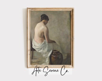 VINTAGE Arte de la pared del baño, Decoración de la pared del baño, Pintura de retratos de mujeres, Descarga digital Impresión de arte imprimible, Arte del baño imprimible